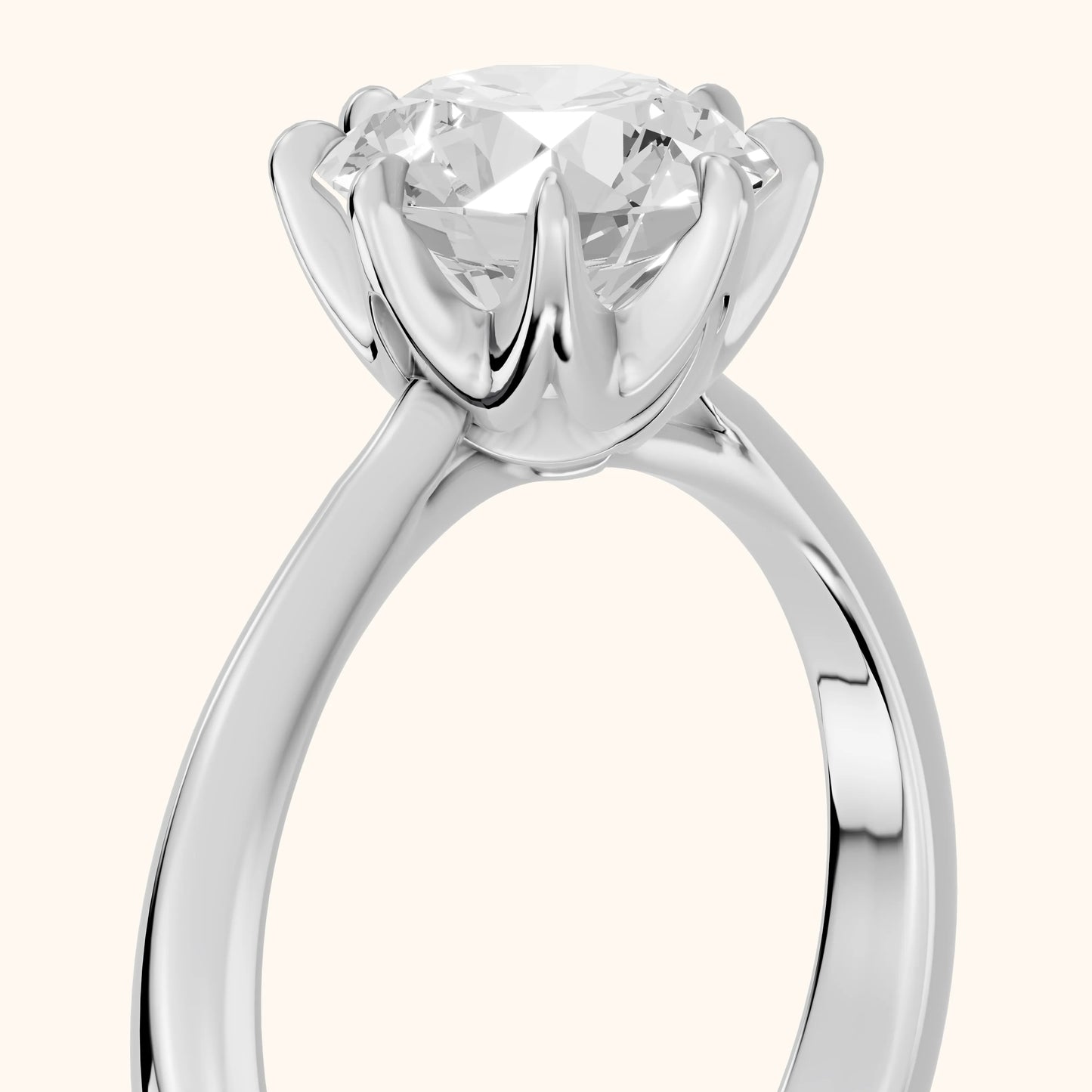Evie Solitaire Six-Prong Round Diamond Engagement Ring in Platinum - slant-view.webp
