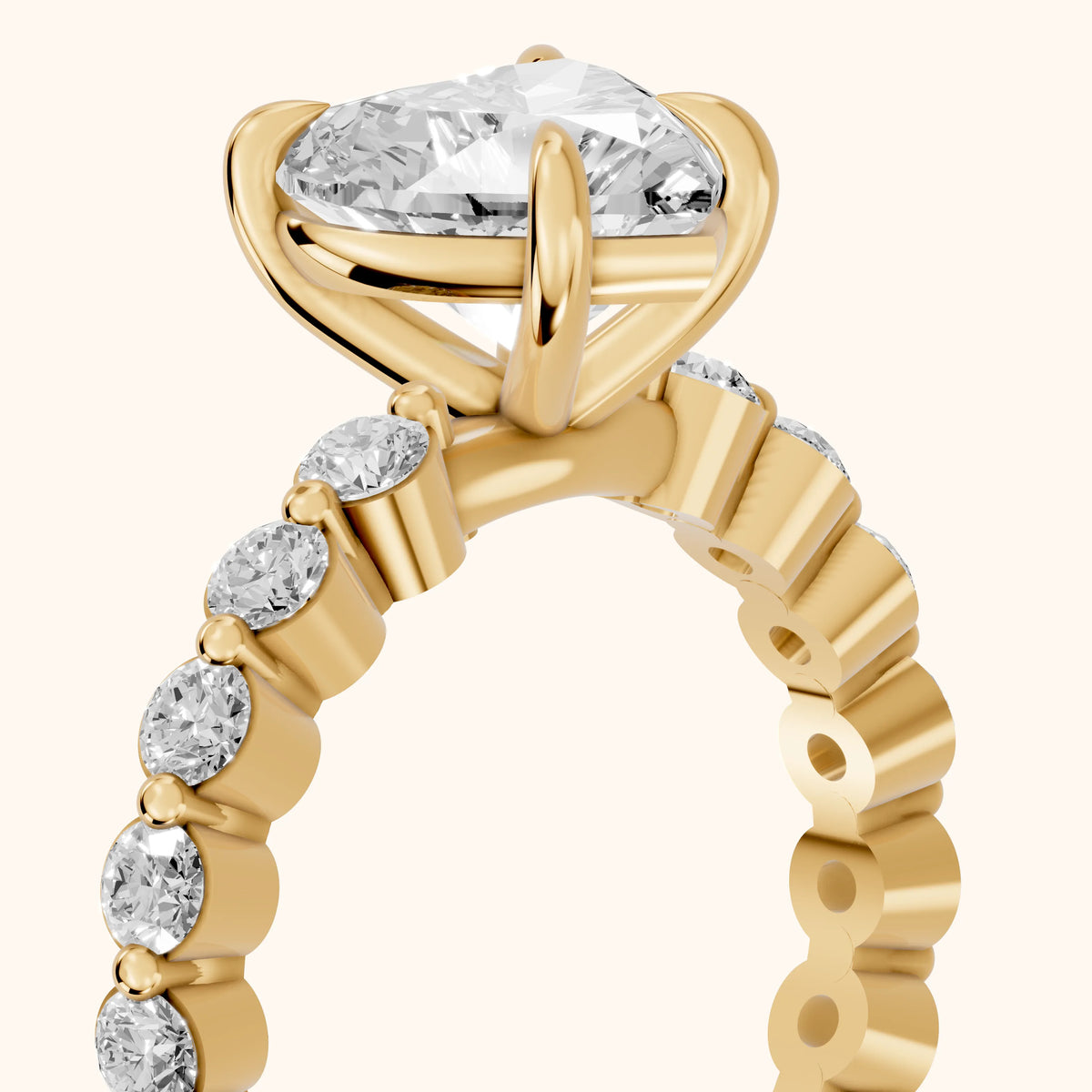 Piper Sidestone Heart Diamond Engagement Ring in Yellow Gold - slant-view.webp