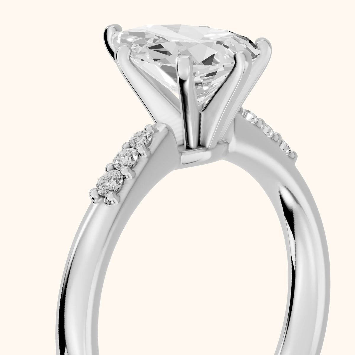 Eugenie Flush-Set Pear Diamond Engagement Ring in White Gold - slant-view.webp