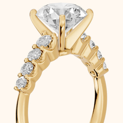 Augusta Graduated Pavé Round Diamond Engagement Ring in Yellow Gold - slant-view.webp