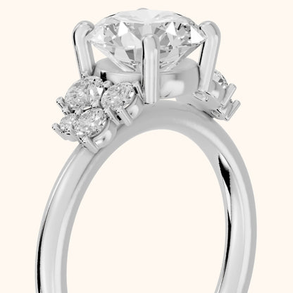 Hannah Cluster Round Diamond Engagement Ring in Silver - slant-view.webp