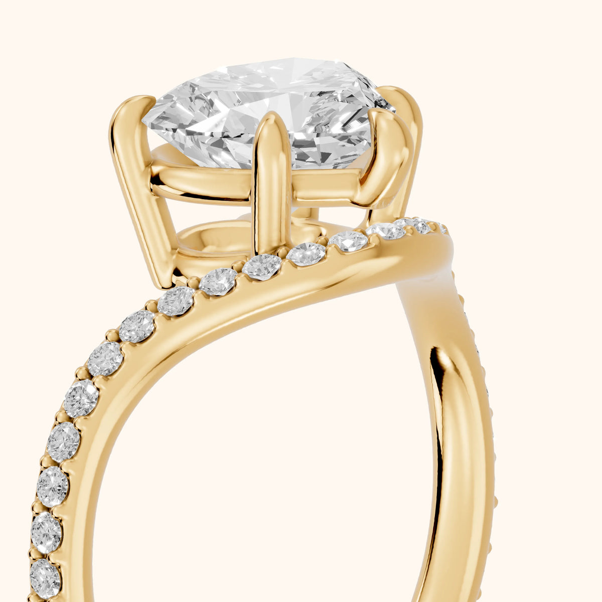 Alison Bypass Pavé Heart Diamond Engagement Ring in Yellow Gold - slant-view.webp