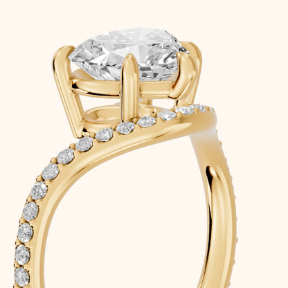 Alison Bypass Pavé Heart Diamond Engagement Ring in Yellow Gold - slant-view.webp