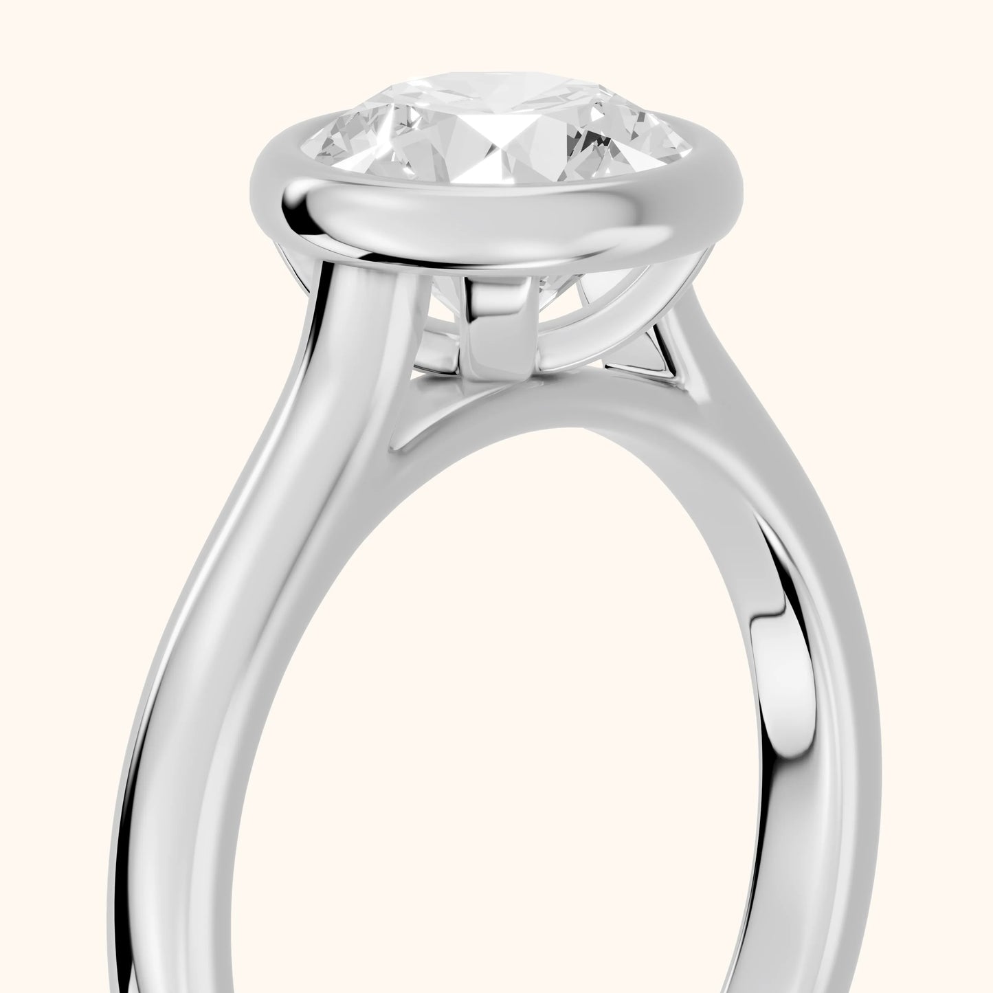 Jolie Bezel Solitaire Round Diamond Engagement Ring in Platinum - slant-view.webp