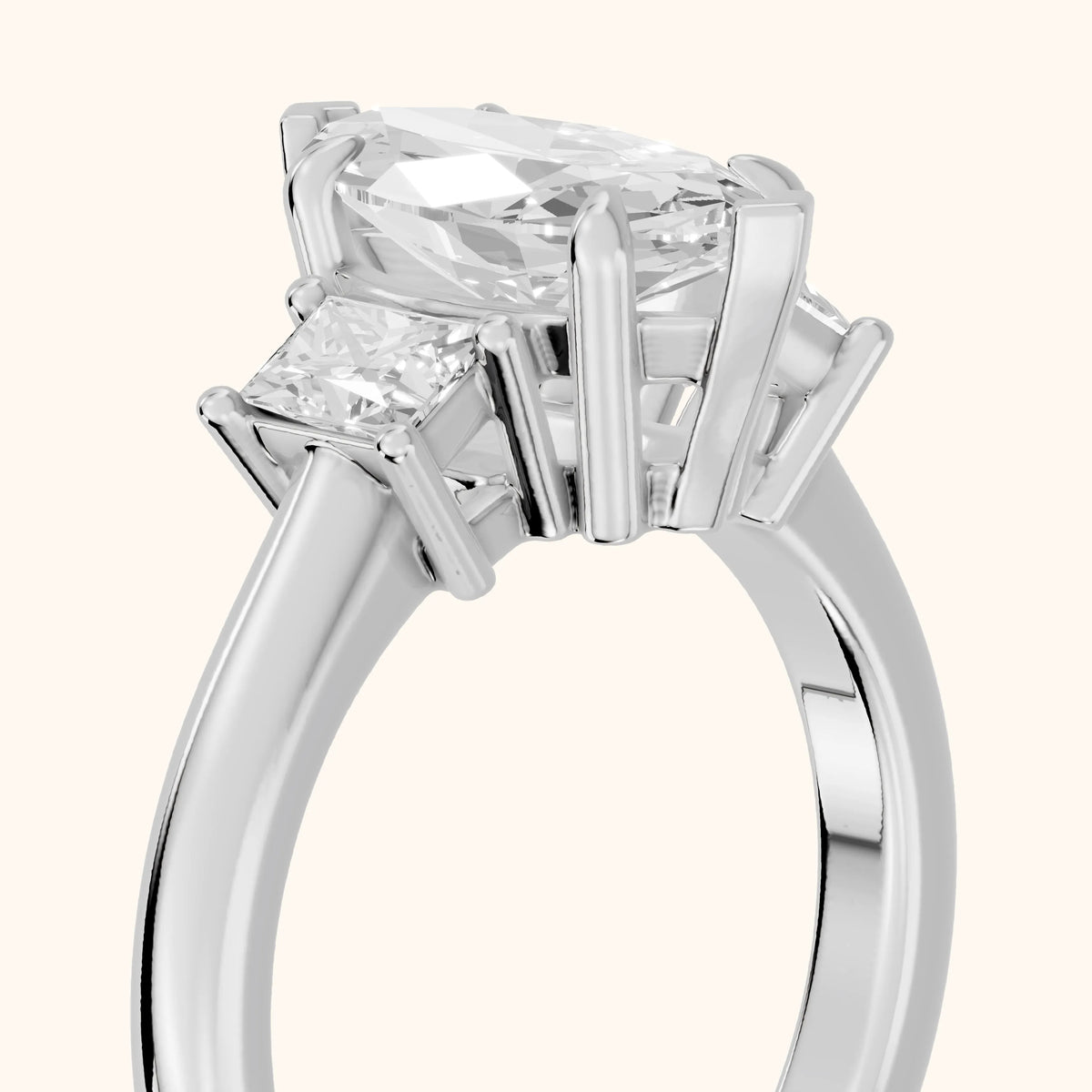 Cosette Statement Three-Stone Marquise Diamond Engagement Ring in Platinum - slant-view.webp
