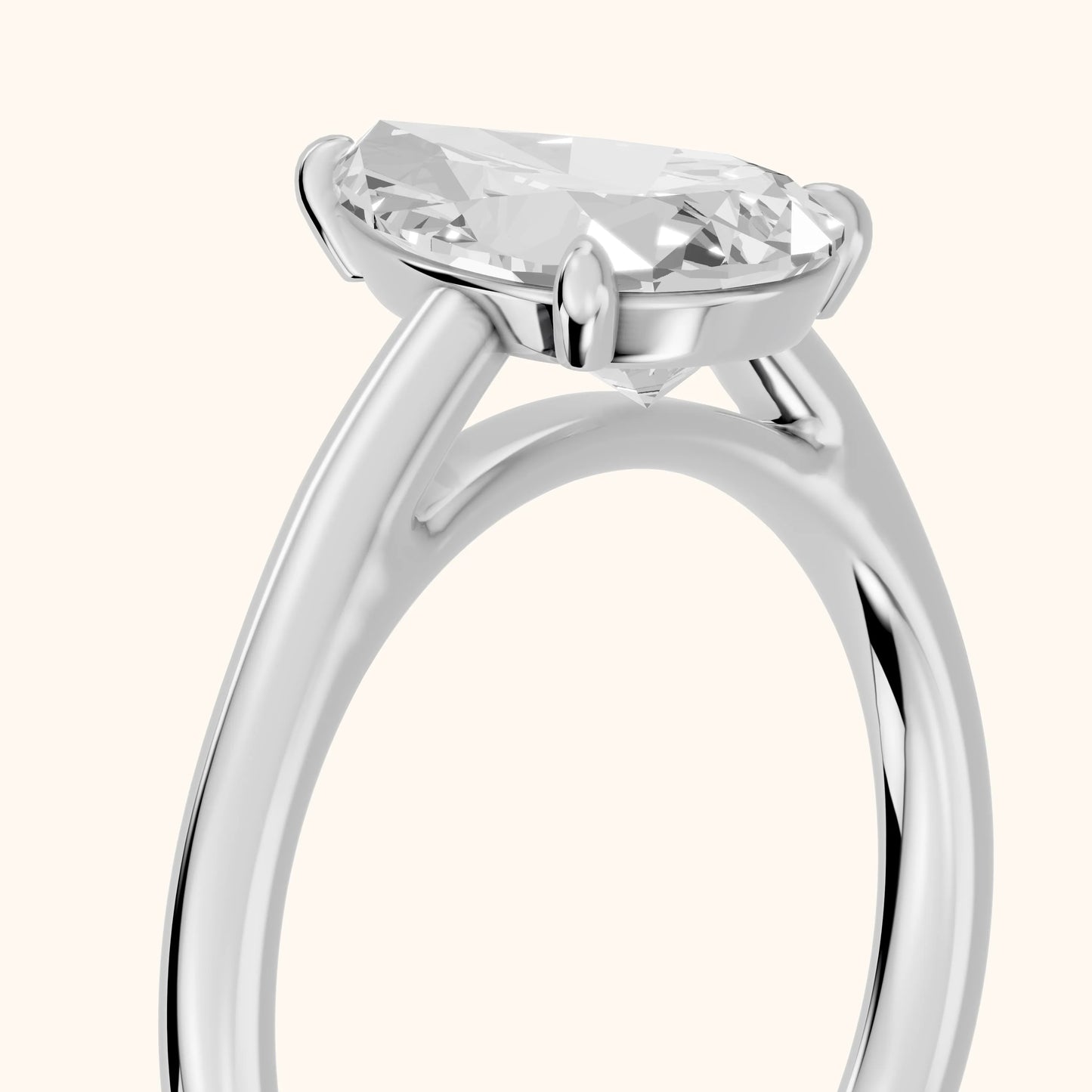 Sadie Cathedral Solitaire Pear Diamond Ring in Silver - slant-view.webp