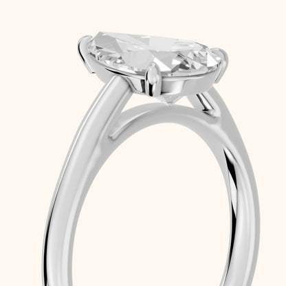 Sadie Cathedral Solitaire Pear Diamond Ring in Silver - slant-view.webp