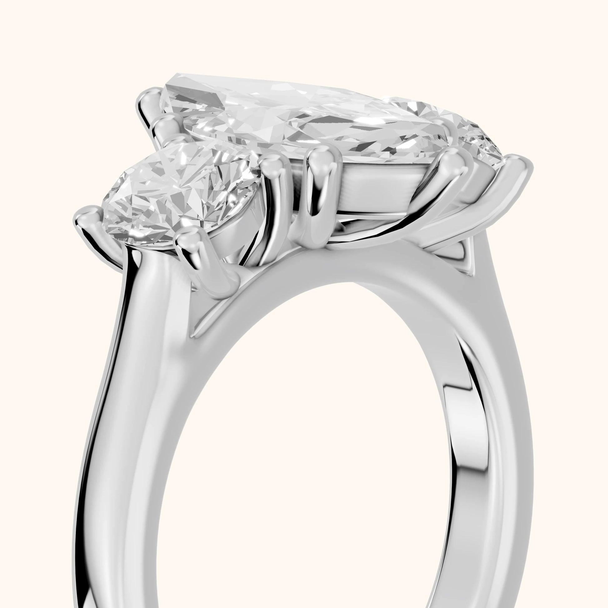 Callie Three-Stone Trellis Marquise Diamond Engagement Ring in White Gold - slant-view.webp