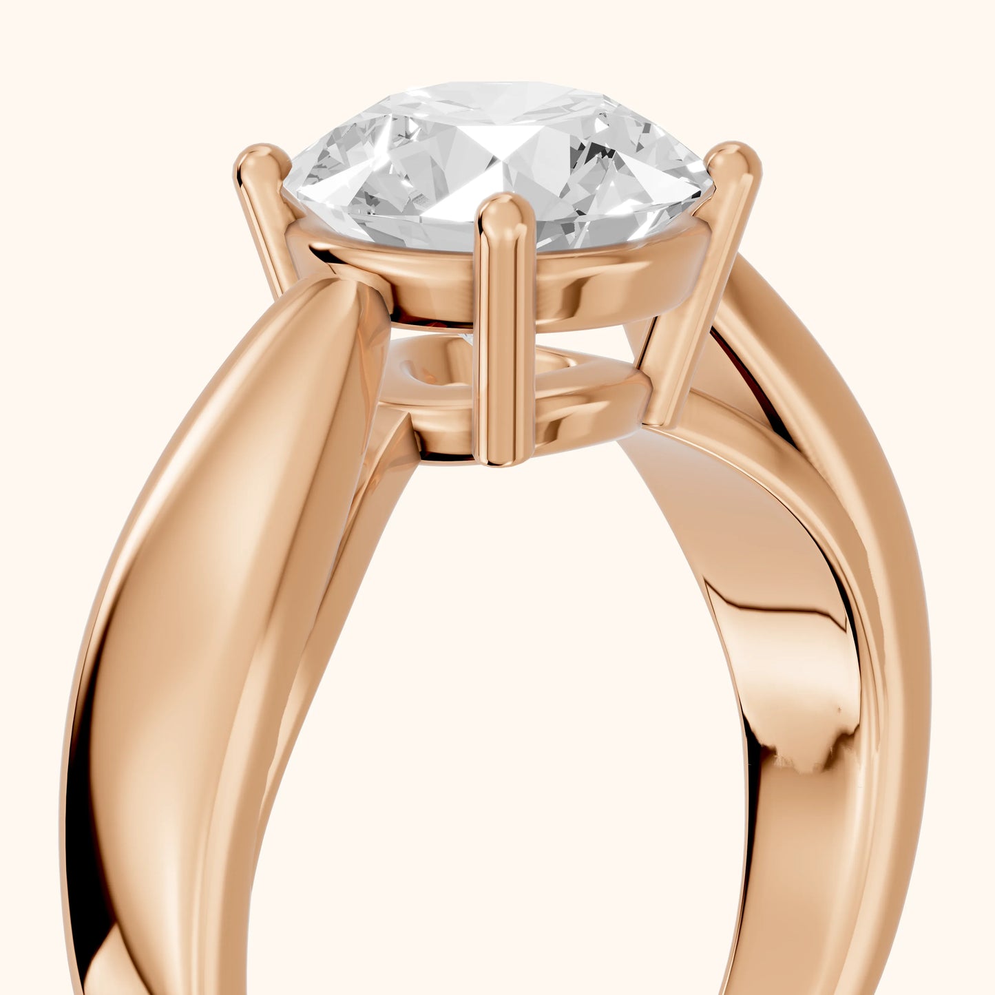 Talia Solitaire Twist Round Diamond Engagement Ring in Rose Gold - slant-view.webp