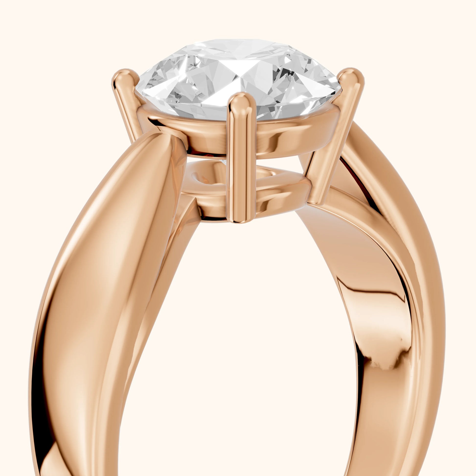 Talia Solitaire Twist Round Diamond Engagement Ring in Rose Gold - slant-view.webp