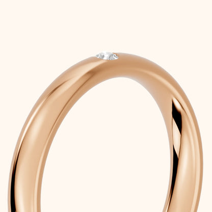 Hana Comfort Fit Bezel Round Diamond Wedding Band in Rose Gold - slant-view