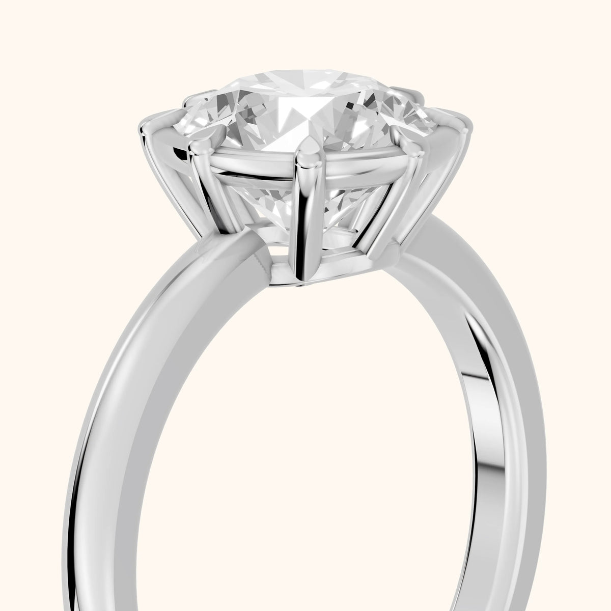 Montauk Crown Solitaire Round Diamond Engagement Ring in Platinum - slant-view.webp