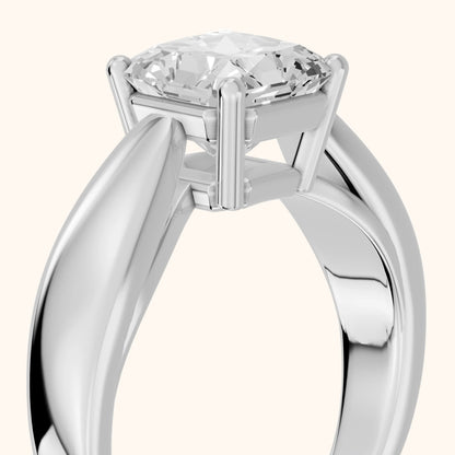 Talia Solitaire Twist Radiant Diamond Engagement Ring in Silver - slant-view.webp