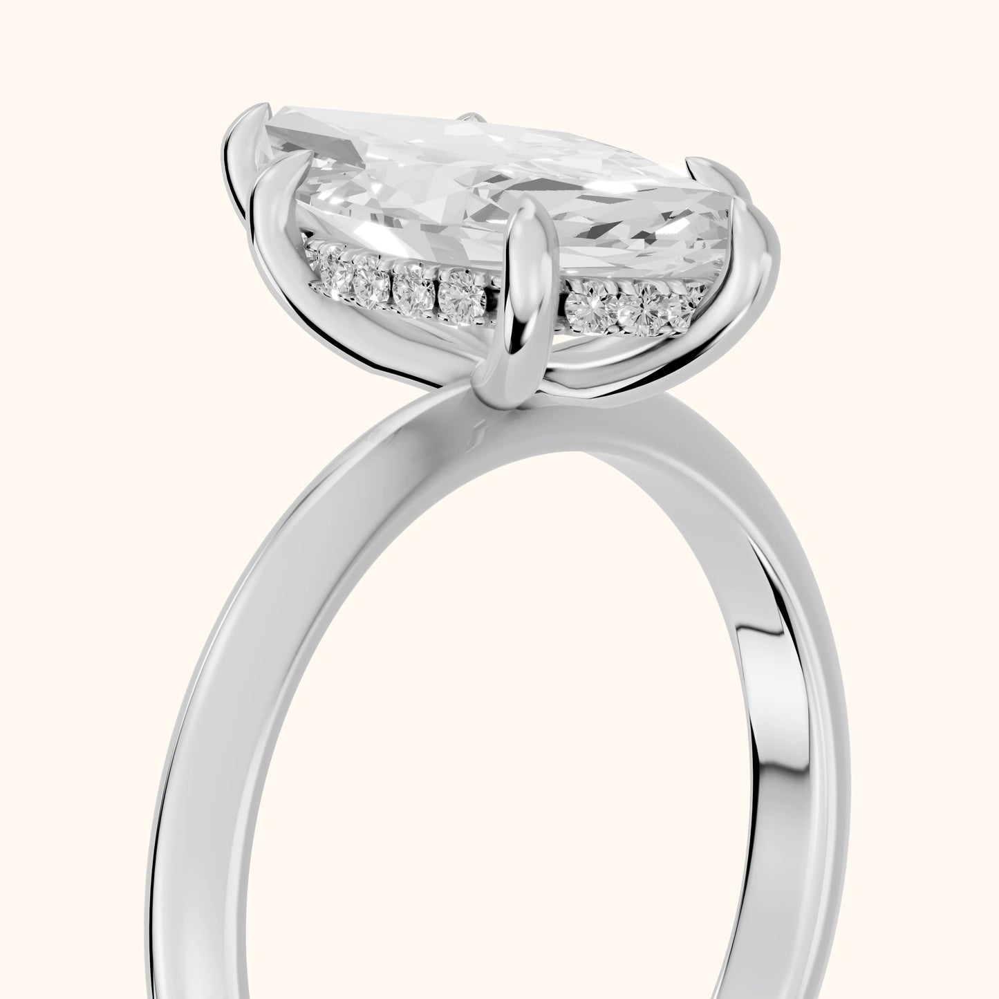 Amaya Hidden Halo Marquise Diamond Ring in Platinum - slant-view.webp