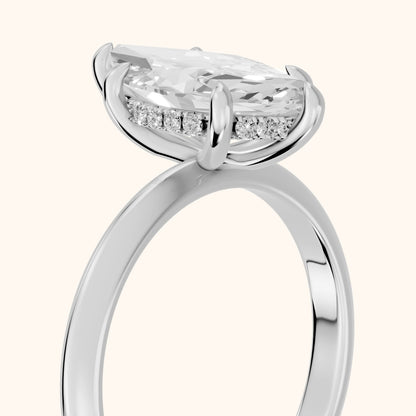 Amaya Hidden Halo Marquise Diamond Ring in Platinum - slant-view.webp