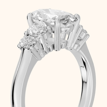 Kirsten Graduated Five-Stone Oval Diamond Engagement Ring in White Gold - slant-view.webp