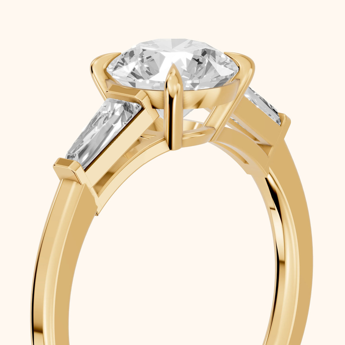 Winnie Three-Stone Round Diamond Engagement Ring in Yellow Gold - slant-view.webp
