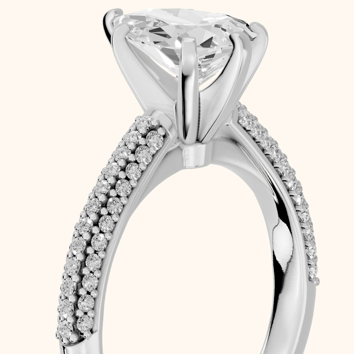 Kaitlin Micropavé Dome Pear Diamond Engagement Ring in Platinum - slant-view.webp