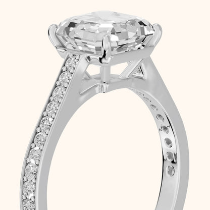 Janie Cathedral Pavé Asscher Diamond Engagement Ring in White Gold - slant-view.webp