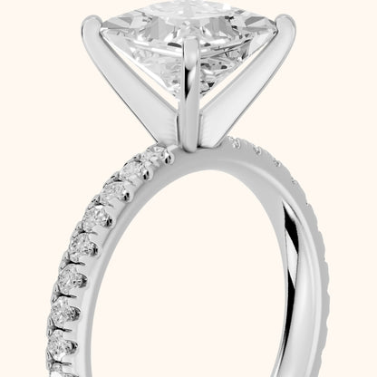 Raquel Scalloped Pavé Princess Diamond Engagement Ring in Platinum - slant-view.webp