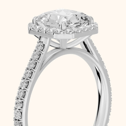 Willa Halo Micropavé Radiant Diamond Engagement Ring in Silver - slant-view.webp