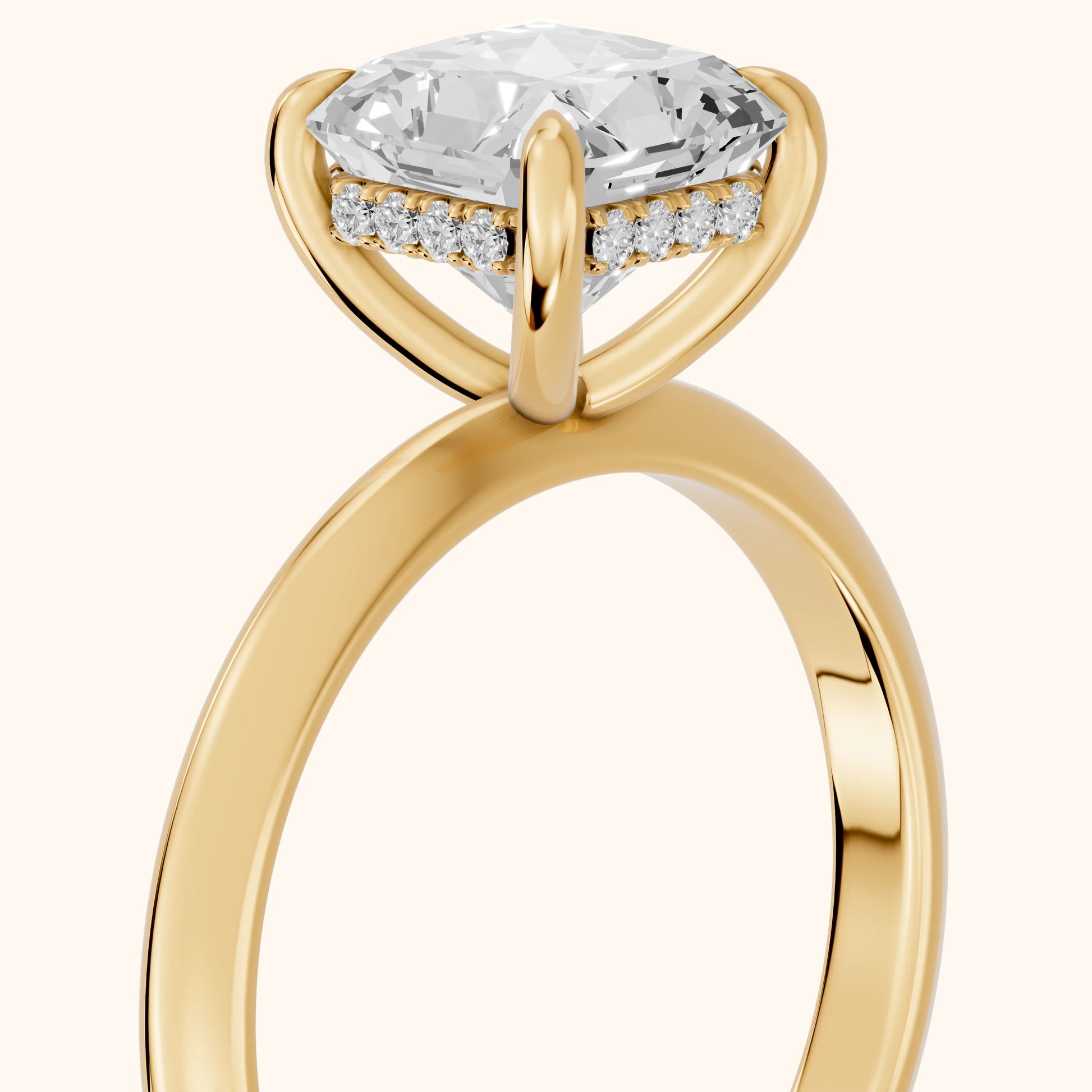 Amaya Hidden Halo Radiant Diamond Ring in Yellow Gold - slant-view.webp