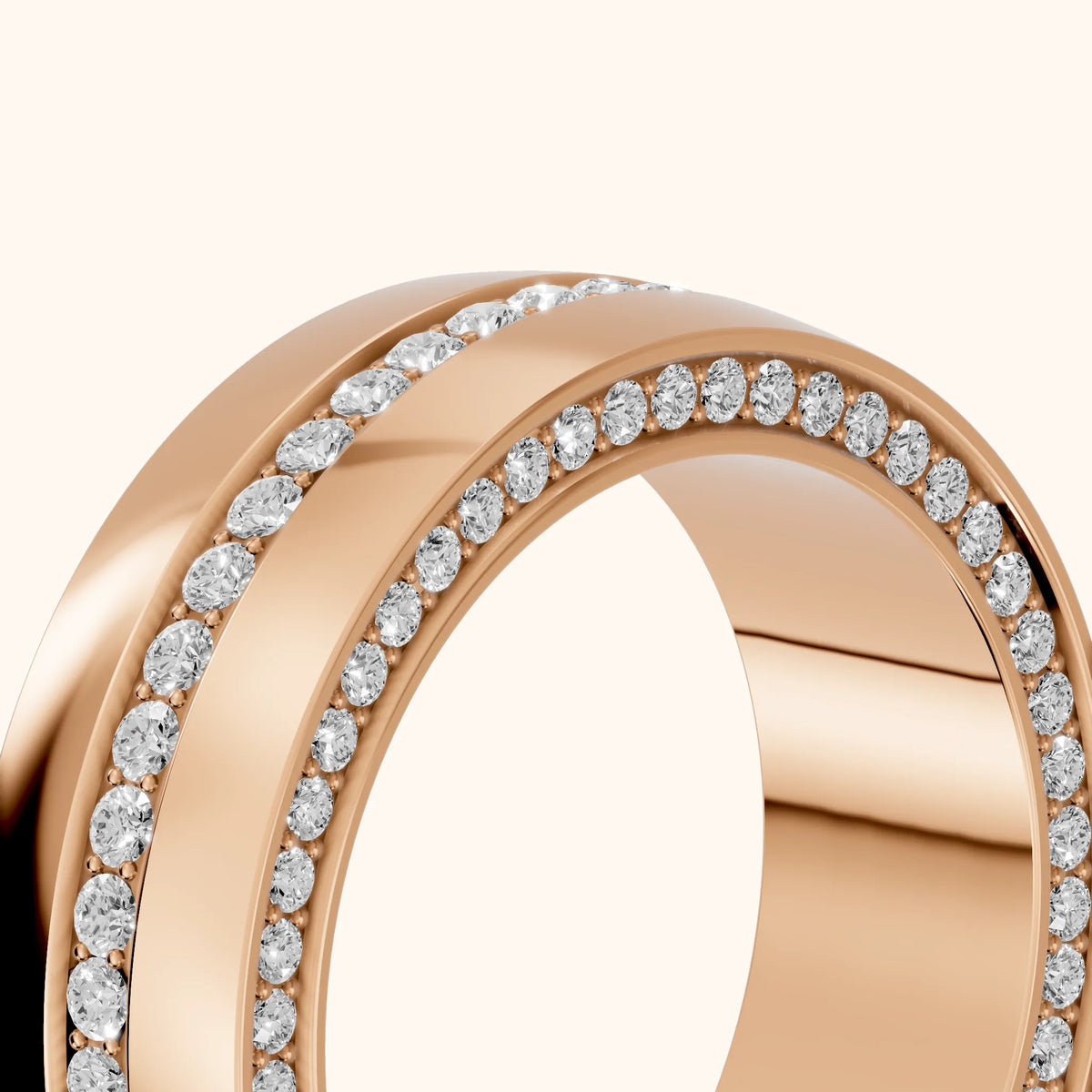 Kassia Micropavé Round Diamond Eternity Band in Rose Gold - slant-view