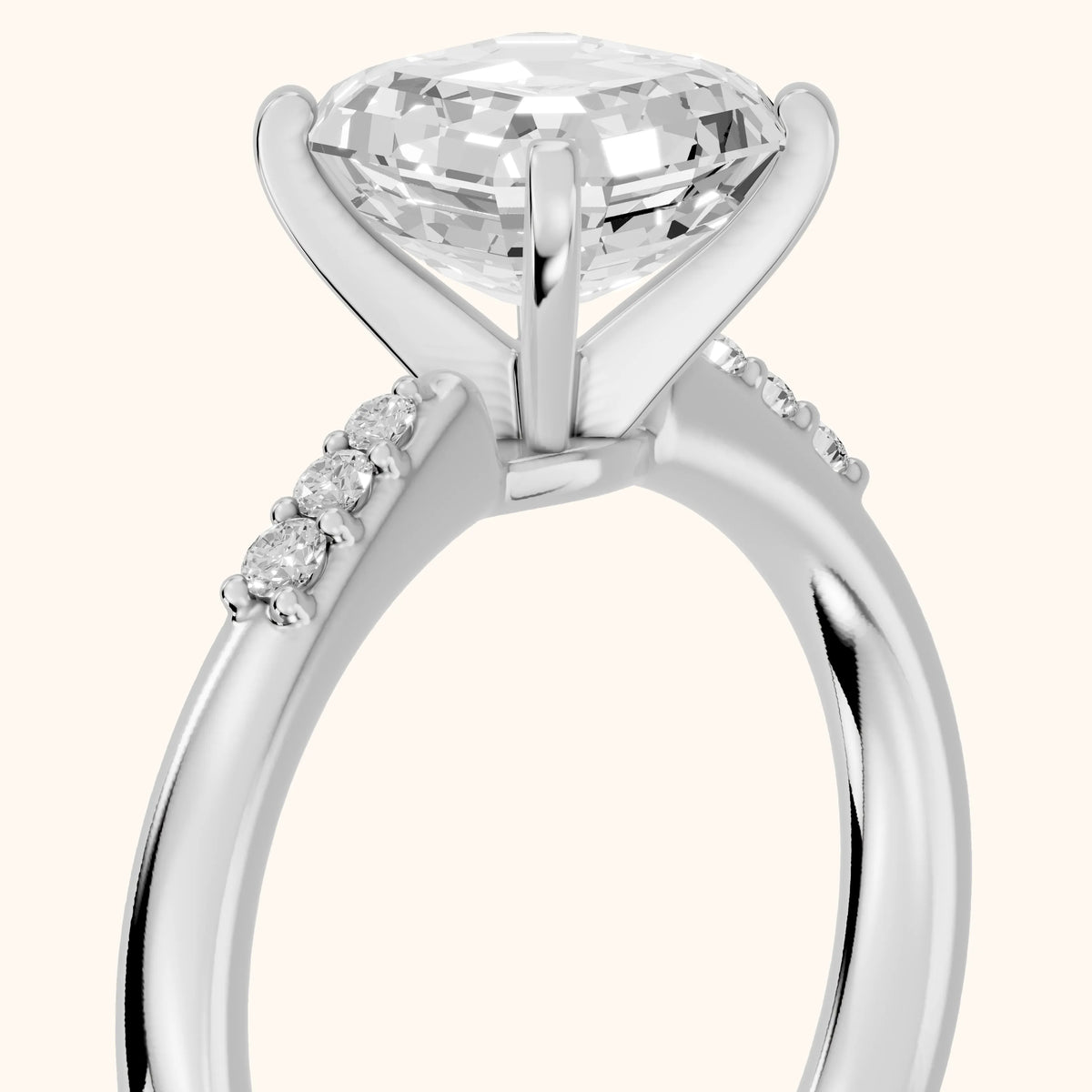 Eugenie Flush-Set Asscher Diamond Engagement Ring in Silver - slant-view.webp