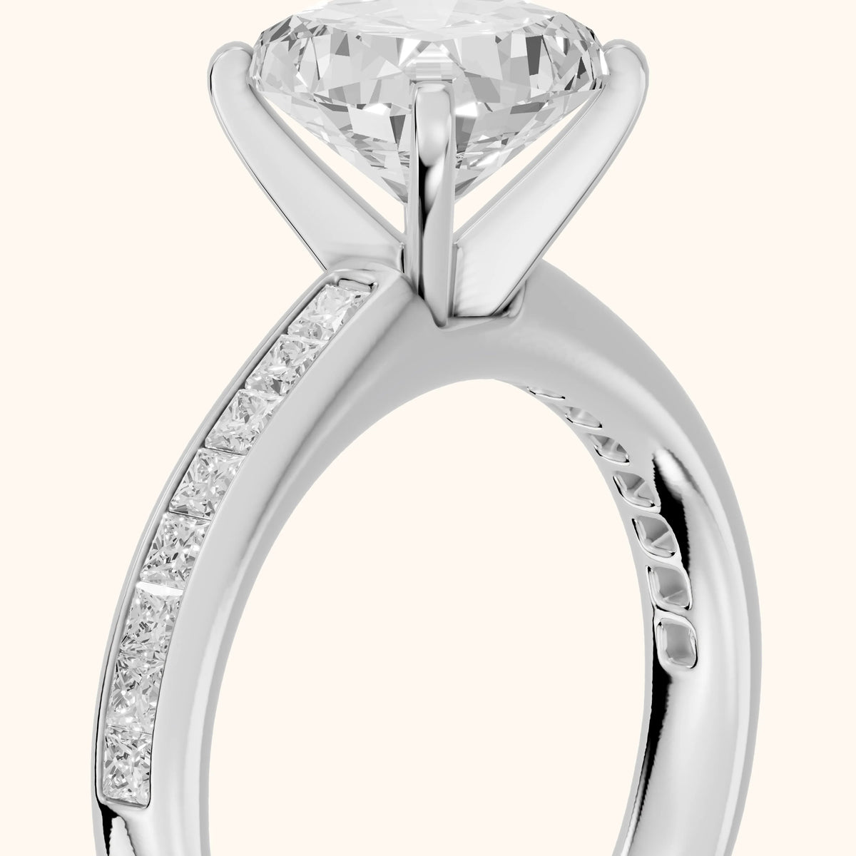 Solano Channel Set Cushion Diamond Engagement Ring in Silver - slant-view.webp