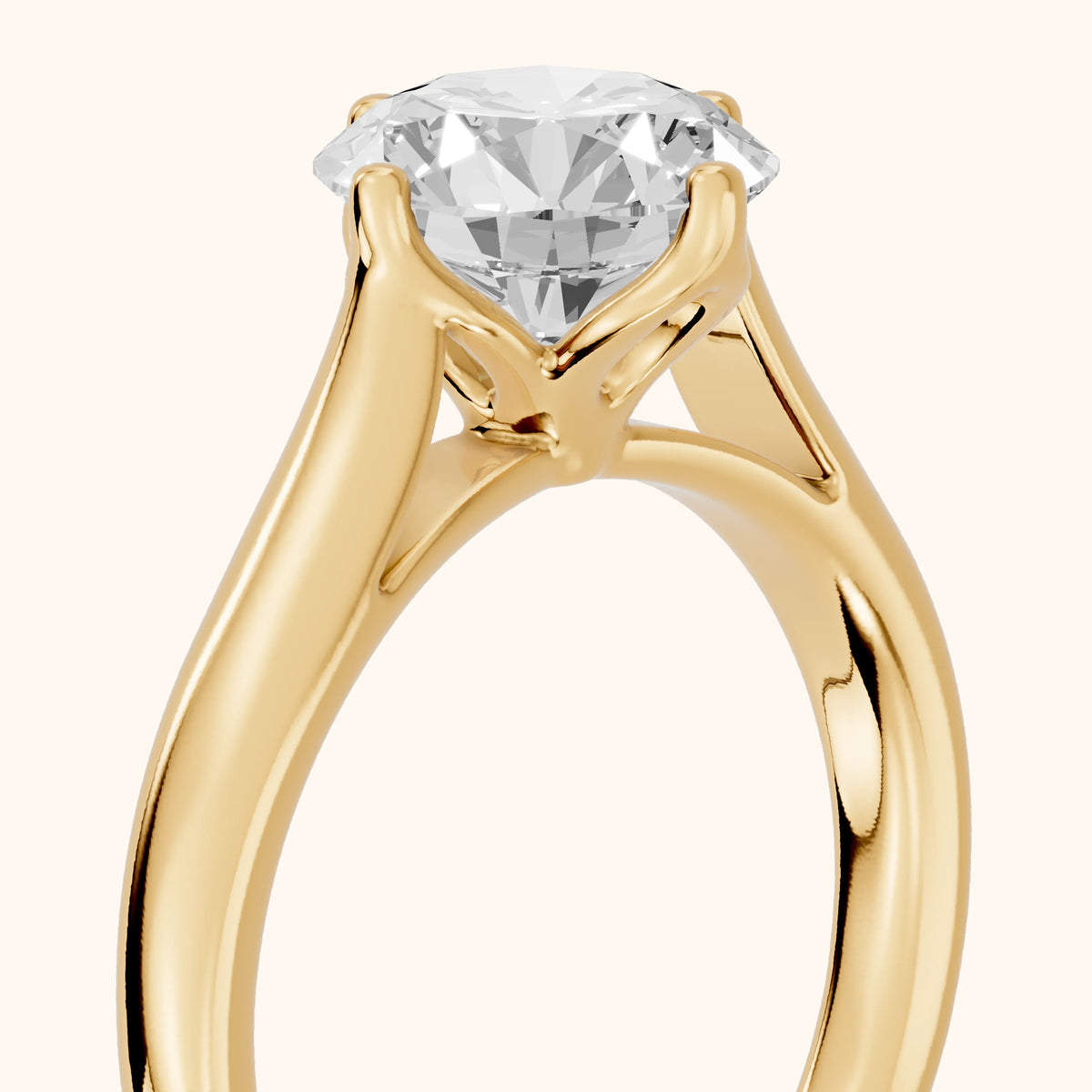 Edwina Crossover Solitaire Round Diamond Engagement Ring in Yellow Gold - slant-view.webp