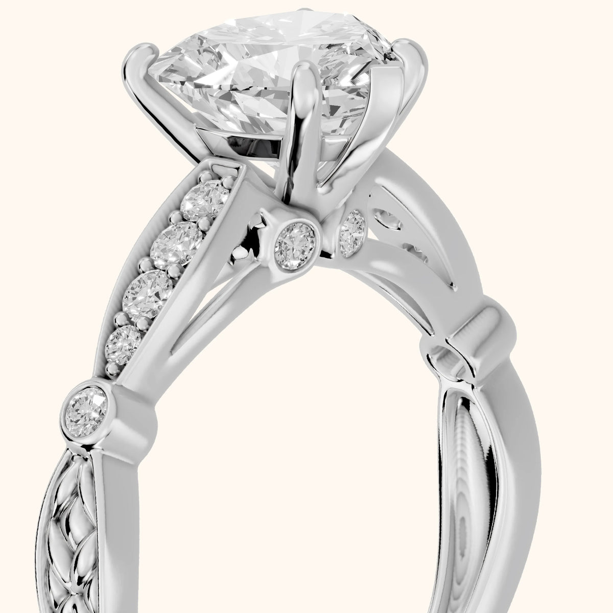 Winter Scalloped Pavé Heart Diamond Engagement Ring in White Gold - slant-view.webp