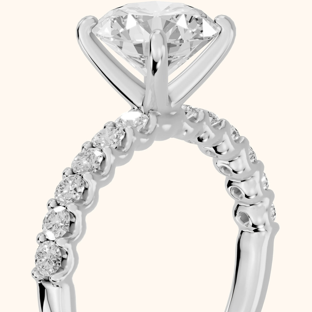 Lynn Statement Pavé Round Diamond Engagement Ring in Silver - slant-view.webp