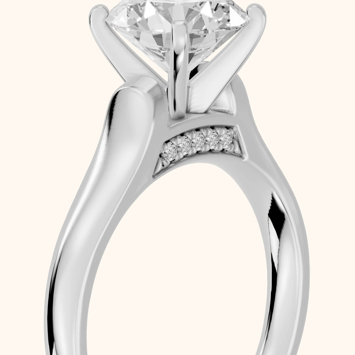 Avril Cathedral Round Diamond Engagement Ring in Silver - slant-view.webp