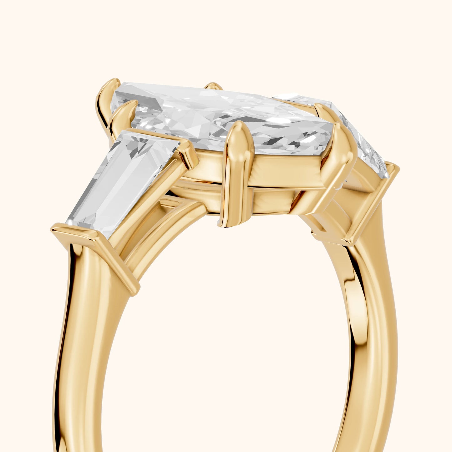 Layla Tapered Baguette Marquise Diamond Ring in Yellow Gold - slant-view.webp