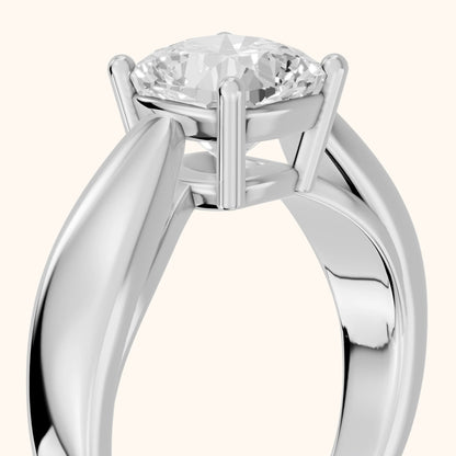 Talia Solitaire Twist Cushion Diamond Engagement Ring in Silver - slant-view.webp