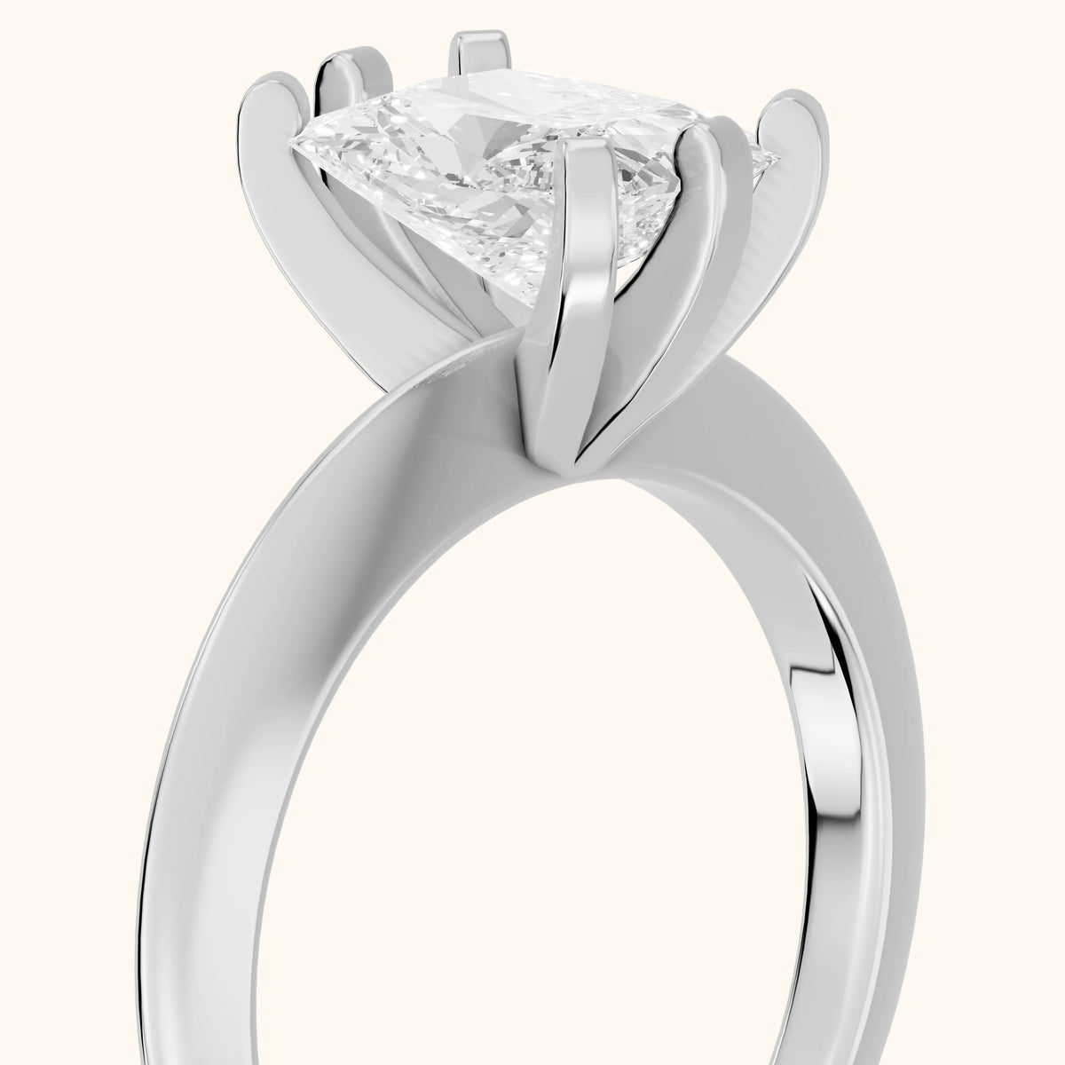 Arabella Six-Prong Solitaire Radiant Diamond Engagement Ring in Platinum - slant-view.webp