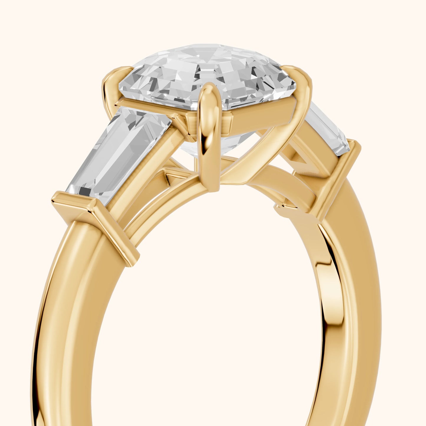 Zelda Tapered Baguette Asscher Diamond Engagement Ring in Yellow Gold - slant-view.webp