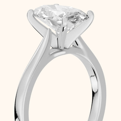 Cicely Solitaire Cathedral Oval Diamond Engagement Ring in Silver - slant-view.webp