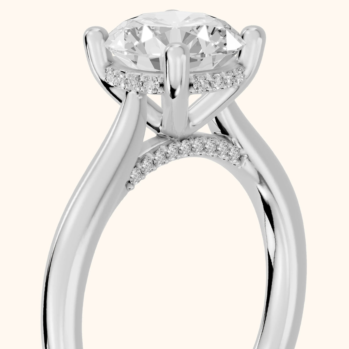 Hyacinth Hidden Halo Cathedral Round Diamond Engagement Ring in Silver - slant-view.webp