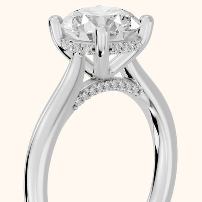 Hyacinth Hidden Halo Cathedral Round Diamond Engagement Ring in Silver - slant-view.webp