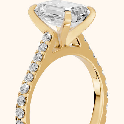 Elsa Cathedral Pavé Emerald Diamond Engagement Ring in Yellow Gold - slant-view.webp