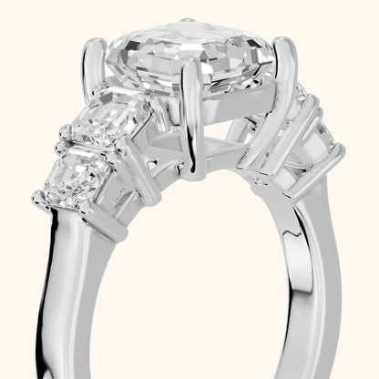 Hope Deco Five-Stone Asscher Diamond Engagement Ring in White Gold - slant-view.webp