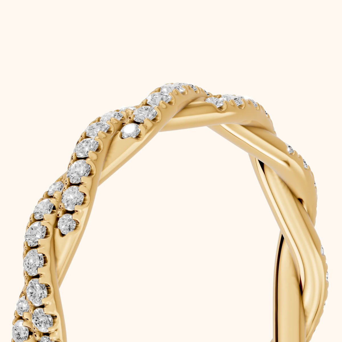 Trisha Micropavé Twist Round Diamond Eternity Band in Yellow Gold - slant-view