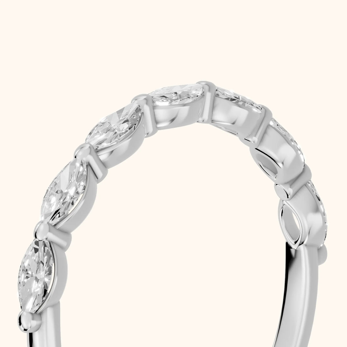 Corina Shared Prong Marquise Diamond Half Eternity Band in Silver - slant-view