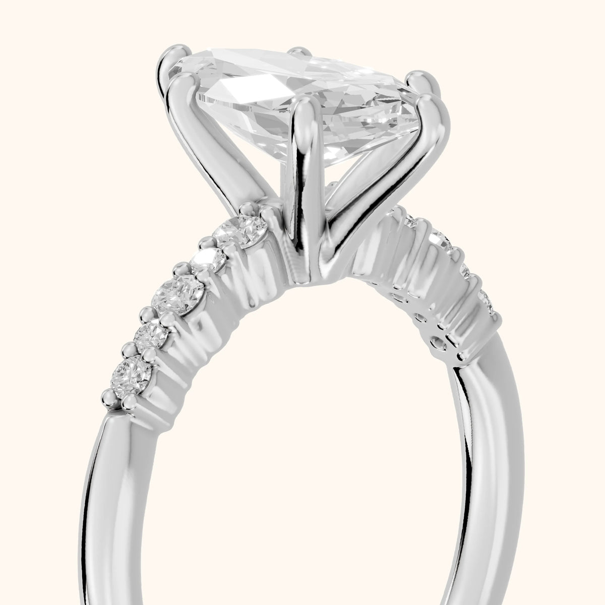 Deirdre Graduated Pavé Marquise Diamond Engagement Ring in Silver - slant-view.webp