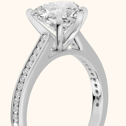 Carrie Cathedral Channel Set Heart Diamond Engagement Ring in Platinum - slant-view.webp