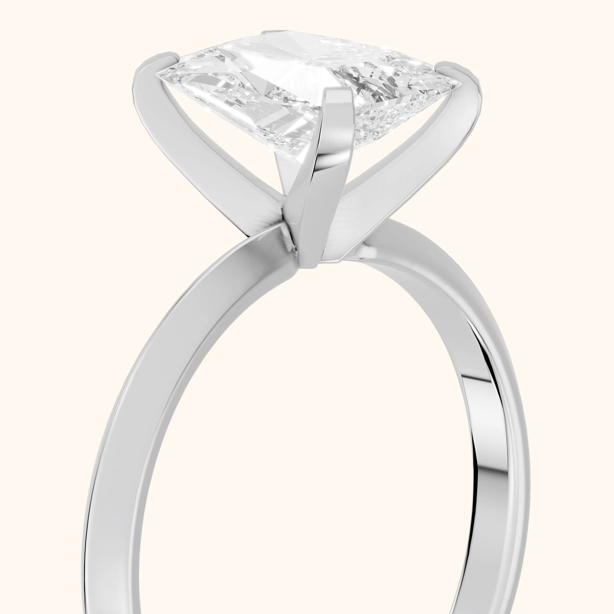 Verity Solitaire Knife Edge Radiant Diamond Engagement Ring in Silver - slant-view.webp