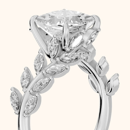 Clarion Leaf Bypass Princess Diamond Engagement Ring in Platinum - slant-view.webp