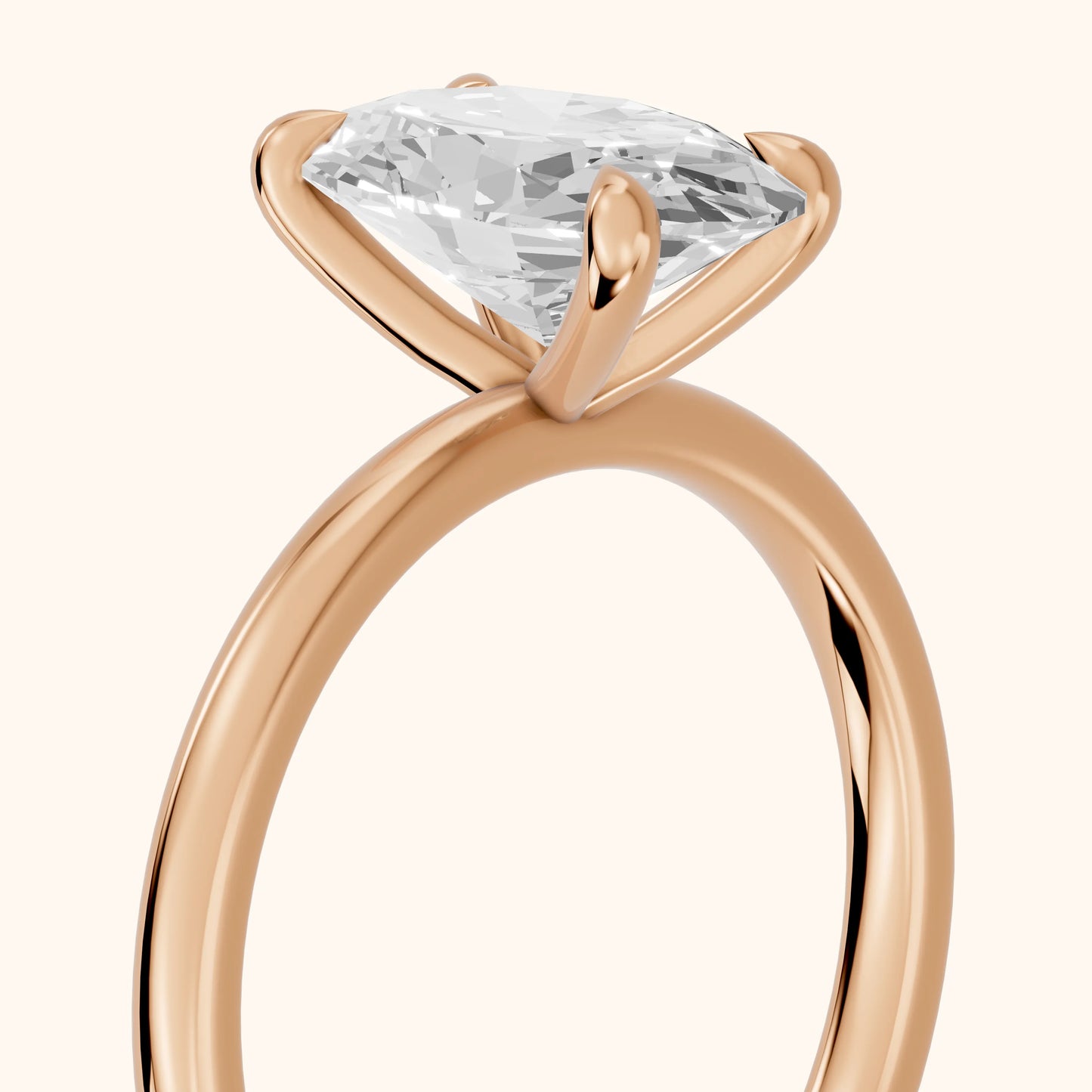 Nella Petite Solitaire Oval Diamond Engagement Ring in Rose Gold - slant-view.webp