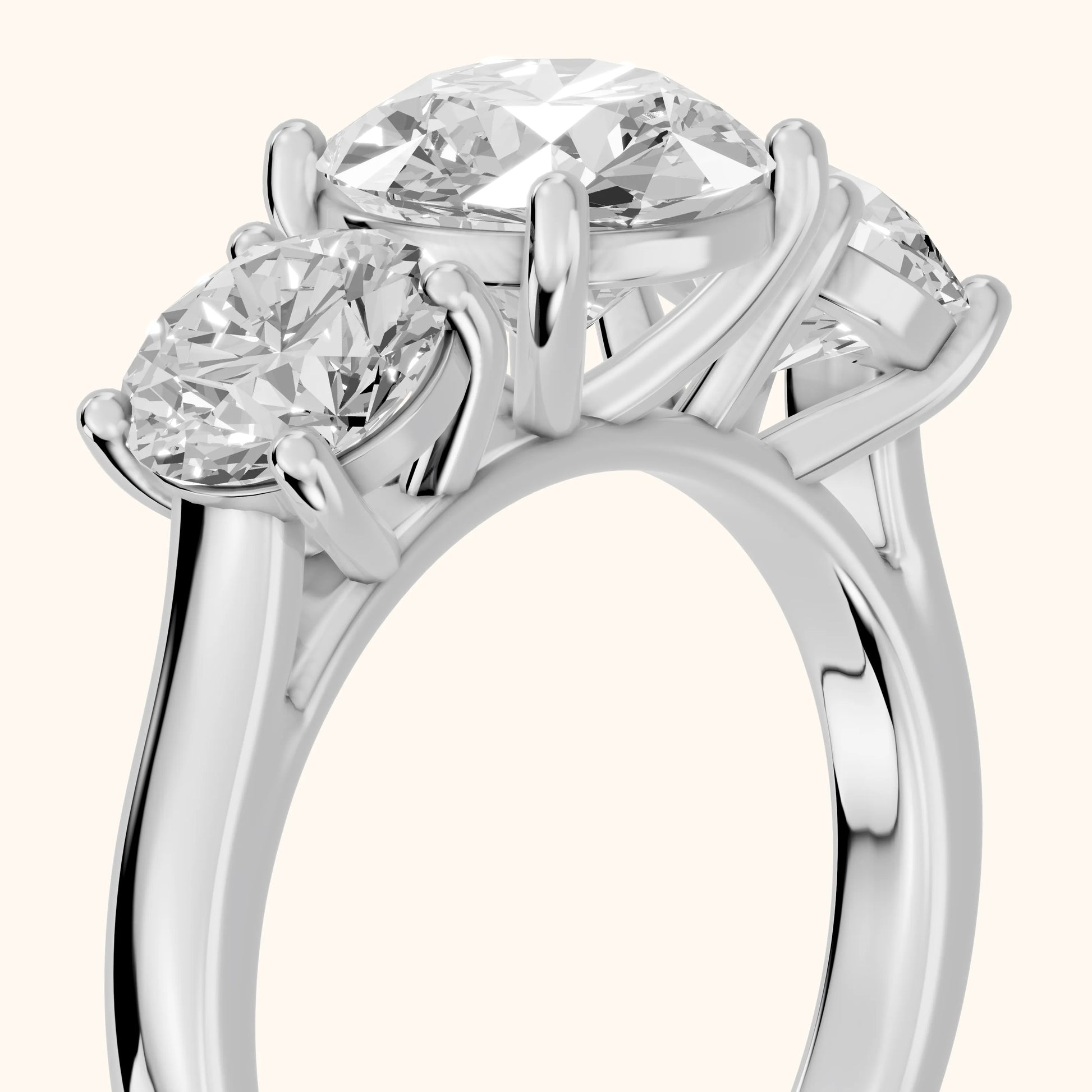 Esme Three-Stone Tapered Round Diamond Ring in Silver - slant-view.webp
